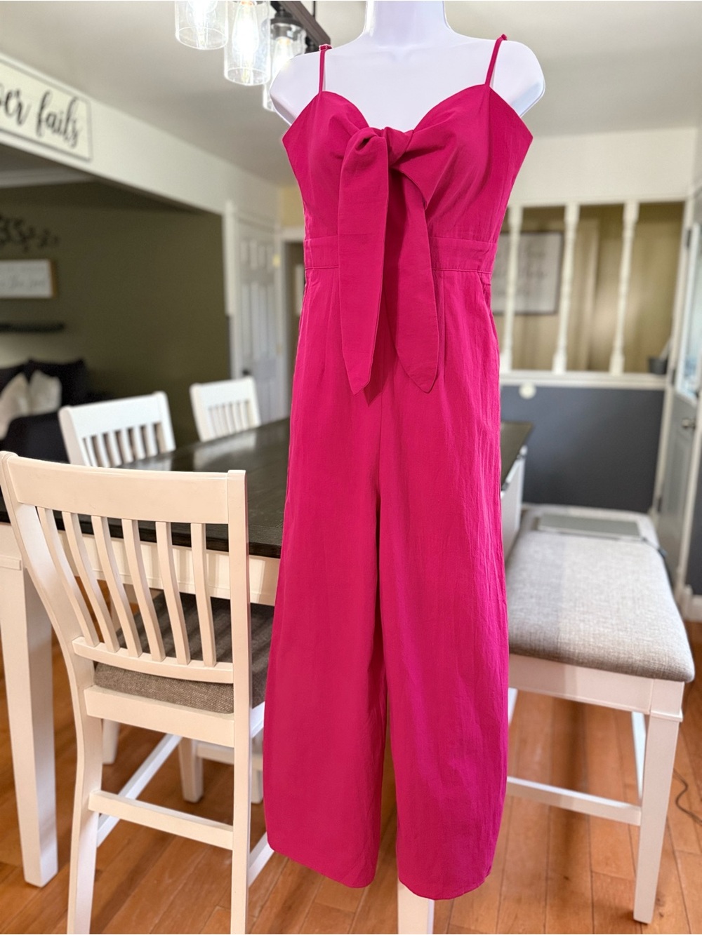 Commense Fuchsia Tie-Front Wide-Leg Jumpsuit